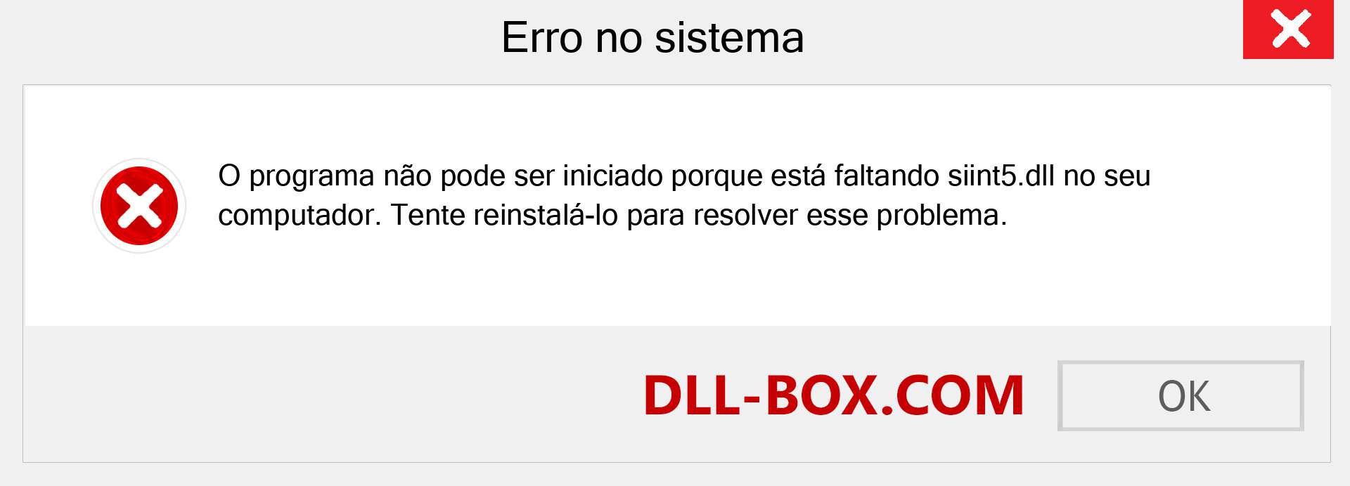 Arquivo siint5.dll ausente ?. Download para Windows 7, 8, 10 - Correção de erro ausente siint5 dll no Windows, fotos, imagens